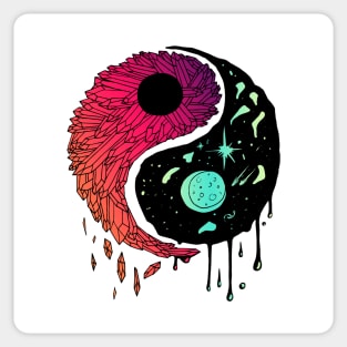 Blue Red Blend Yin Yang Crystals and The Night Sky Sticker